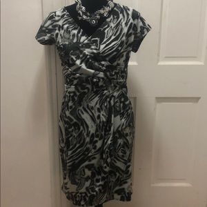 Tiana B Animal print dress with faux wrap; size MP